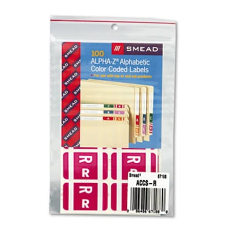 Smead Alpha-Z Color-Coded Second Letter Labels- Letter R- Purple- 100/Pack 67188